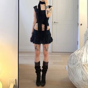 Japanese vintage black lace babydoll